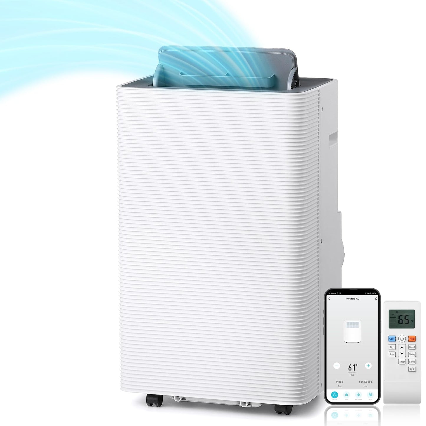 Turbro Finnmark 14,000 Btu Portable Air Conditioner And Heater, Dehumidifier, 3-Speed Fan, Covers Rooms Up To 600 Sq. Ft., Remot