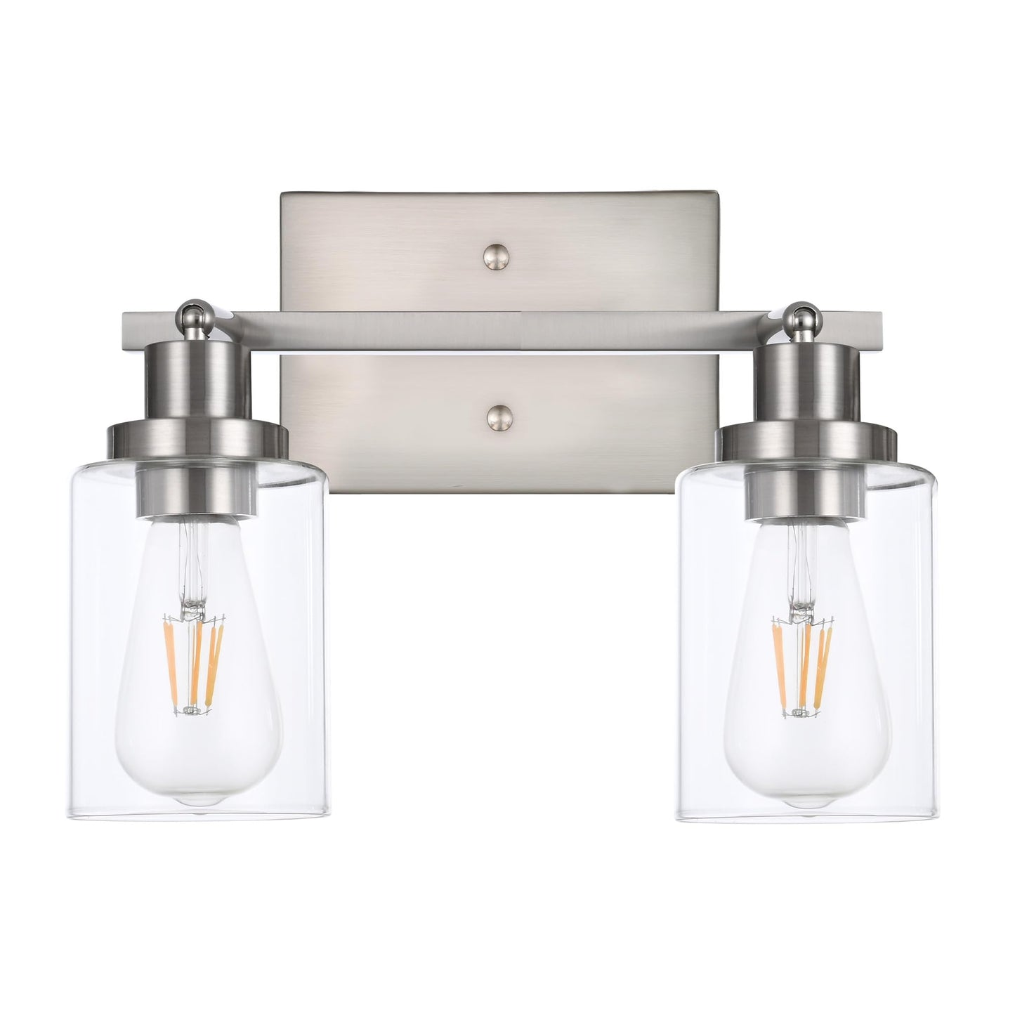 Wanluce 2 Light Track Lighting Kit Brushed Nickel Kitchen Track Lighting Fixtures Ceiling Mount Bathroom Vanity Wall Scones Light Fixture With Clear Glass  Rotatable Spotlight For Kitchen Shop Hallway