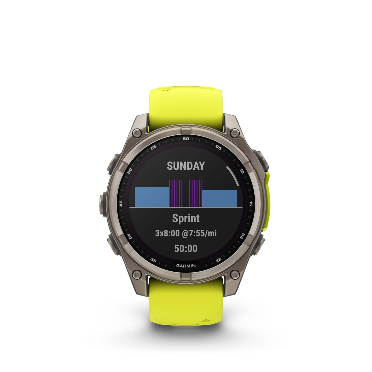 Wearable4U Garmin Fenix 8 - 47 Mm, Solar, Multisport Gps Smartwatch, Sapphire, Titanium With Amp Yellow/Graphite Silicone, Built