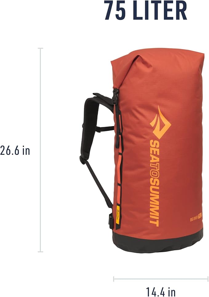 Sea to Summit Big River Dry Backpack with Adjustable Harness, 75 Liter, Picante Red