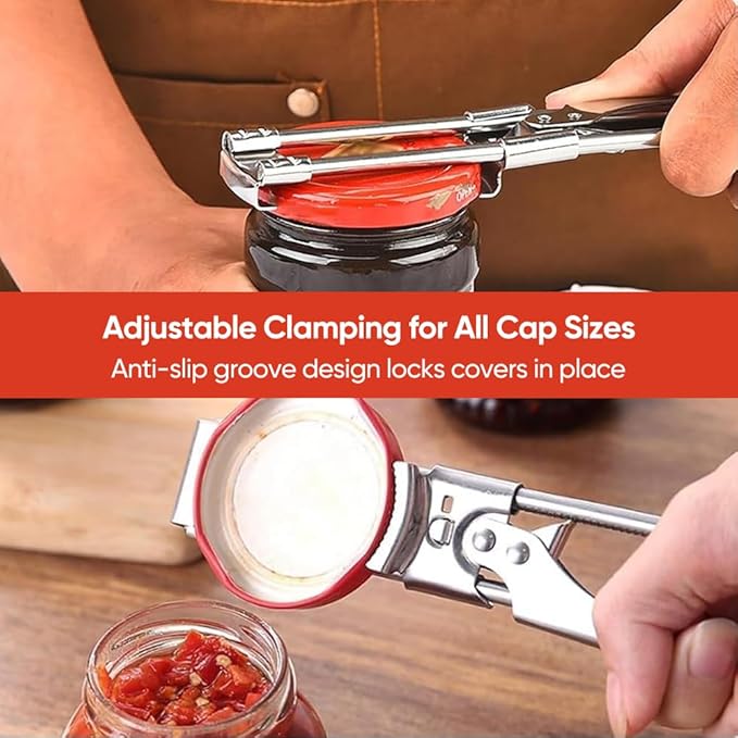 Adjustable Stainless Steel Can Opener,Master Opener Adjustable Jar and Bottle Adjustable Multifunction Stainless Steel Can Jar Lid Gripper Manual Opener for Kitchen Accessories (2)