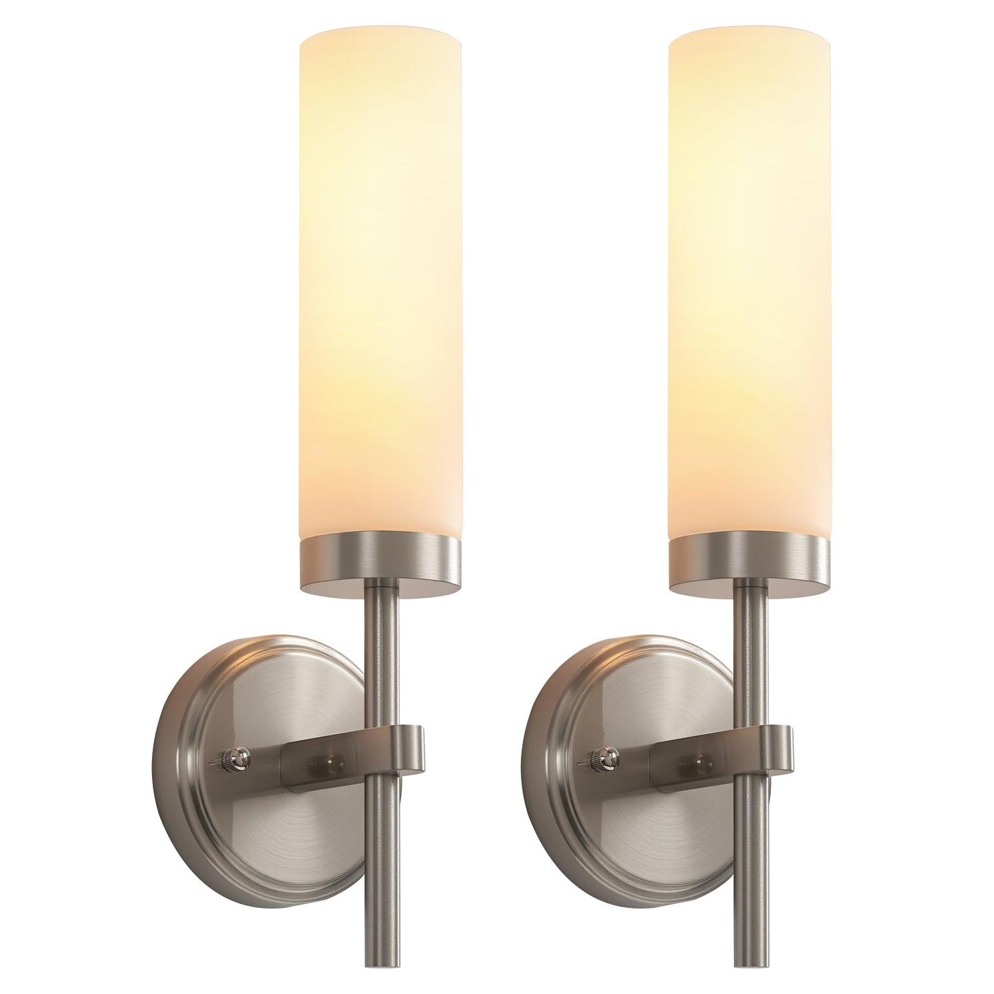Wall Sconces Set Of Two Brushed Nickel Bathroom Sconces Wall Lighting With White Glass  Modern Sconces Wall Decor Set Of 2 Wall Light Fixtures For Bathroom Mirror Living Room Hallway Bedroom Wall Lamp