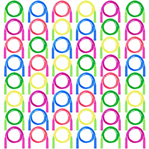 Aneco 48 Pack Kids Jump Rope Set 7.3 Feet Outdoor Jump Ropes Colorful Kids Jumping Ropes Great Sports Activities Birthday ...