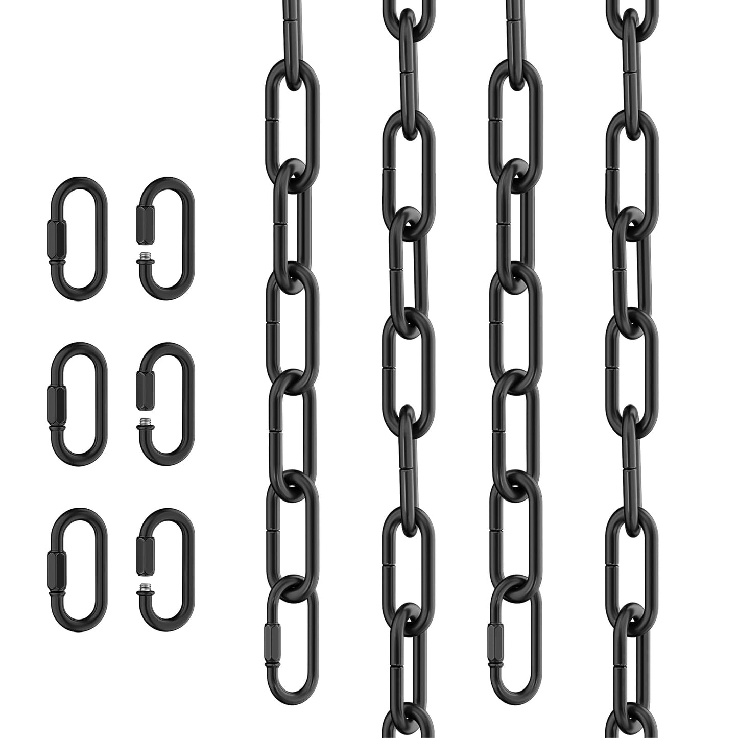 garini 6 Feet Industrial Black Light Fixture Chain, Adjustable Metal Pendant Chandelier Chain Extension with Detachable Link, 3 Pack