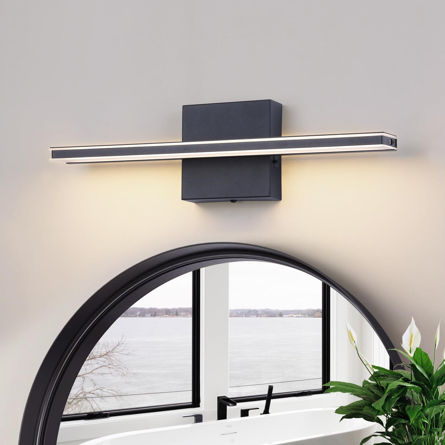 BRIVOLART LED Bathroom Vanity Light Dimmable 5CCT, 15.7 Inch, Black, Acrylic, Model 6420-5CCT