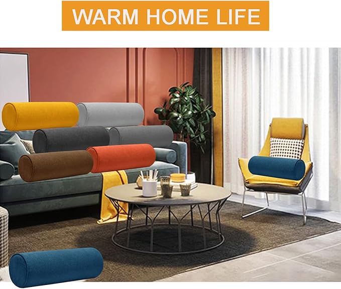Cylinder Round Memory Foam Support Pillows 24X6 Cervical Neck Roll Pillow with Pillowcase Soft, Comfortable and Breathable for Sleeping, Chair, Car, Sofa，Travel Yellow