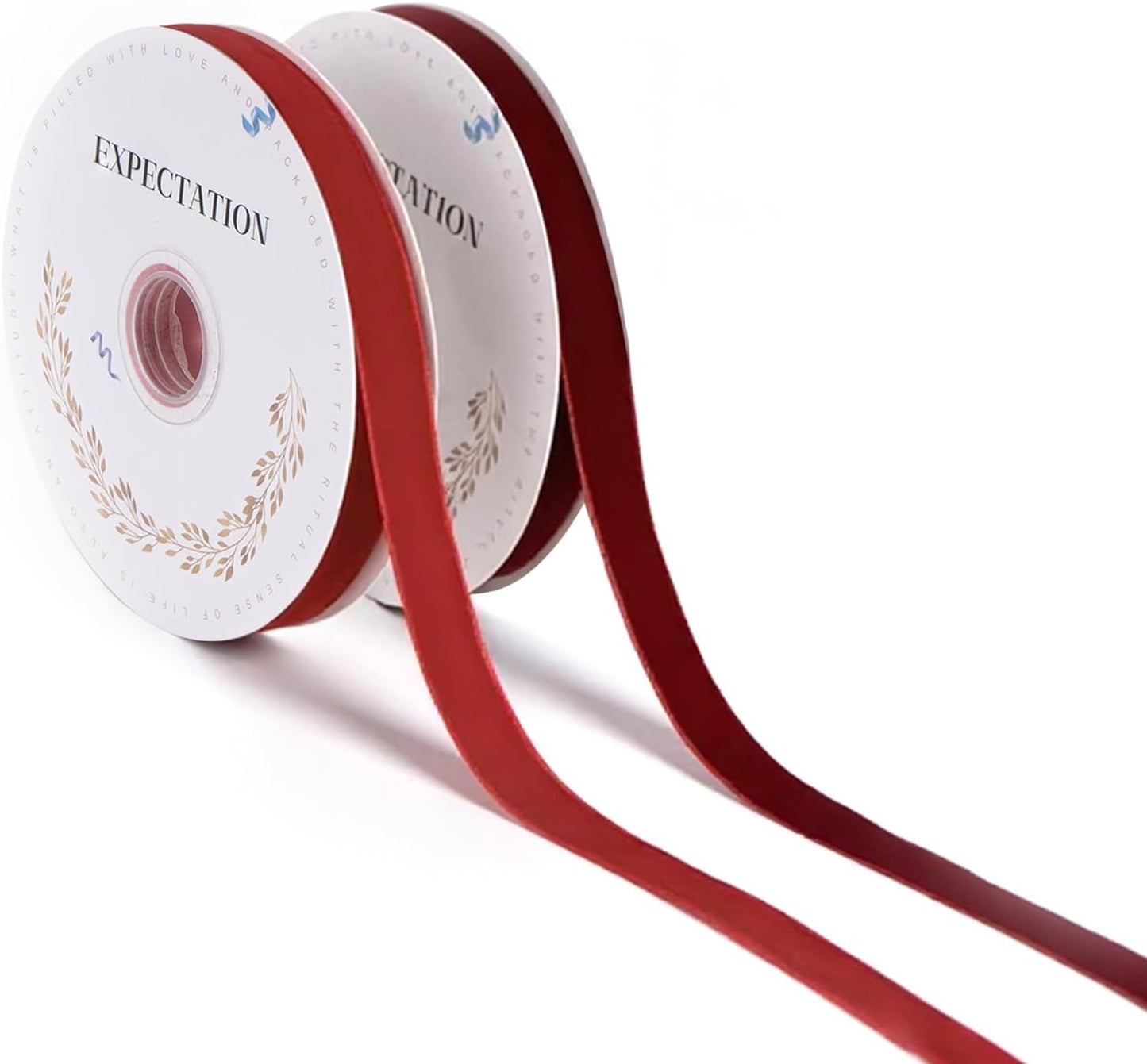 Red Velvet Ribbon 5/8'' 2 Rolls Total 30 Yards, Use for Gift Wrapping, Christmas Tree, Wreath Decoration, DIY Crafts (Burgundy, Dark Red)
