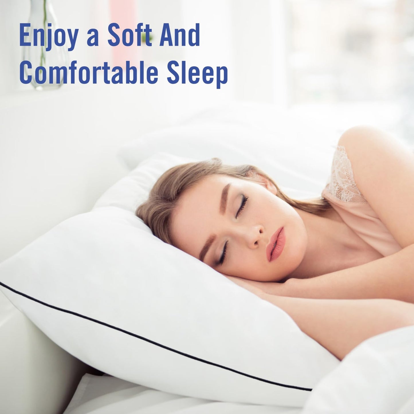 Vorouhals Hotel Collection Bed Pillows for Sleeping 2 Pack Standard Size Cooling Pillows Set of 2 for Back, Stomach or Side Sleepers, Super Soft Down Alternative Microfiber Filled Pillows