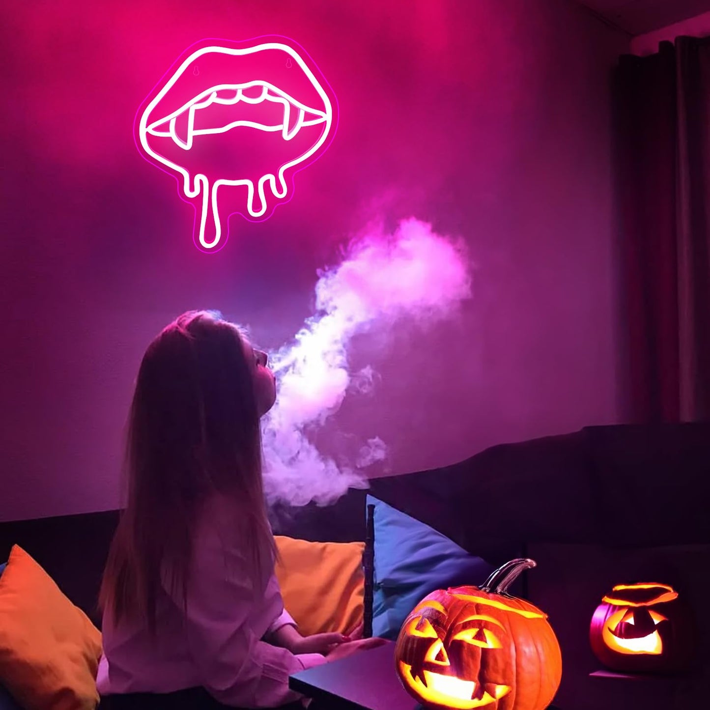 Lip Neon Sign  Halloween Lips Neon Light For Wall Decor  Red Led Big Lip Shaped Neon Signs For Party Aesthetics Decorations  Usb Powered Custom Creative Neon Sign For Unique Gift Man