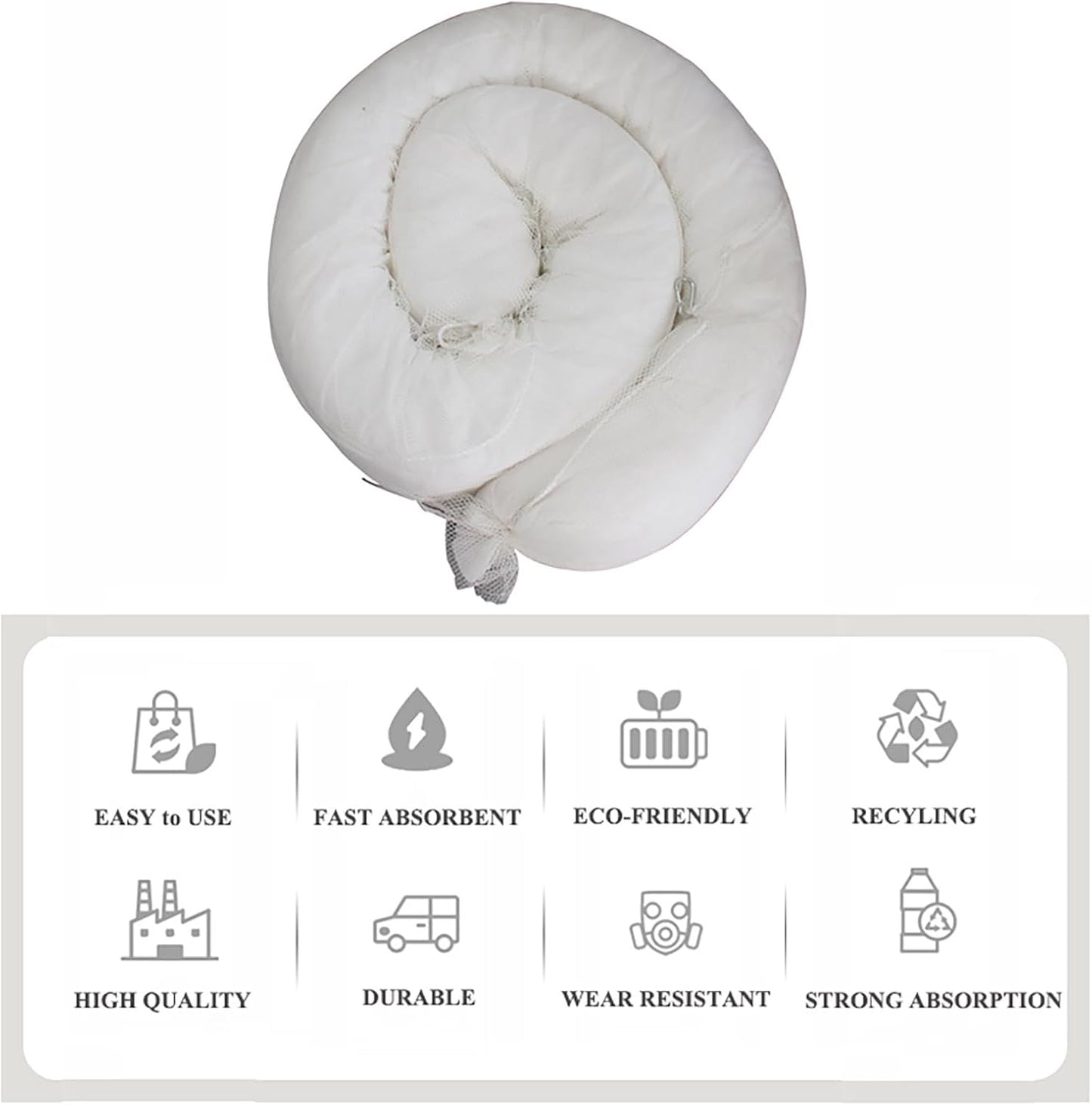 XIFENG Oil Absorbent Socks Oil Boom Soak up Oil Diesel Fuel Hydrocarbon Based Fluids, 6 Gallon (27L) Absorbency Per Sock, 5" Diameter 9.8' Length (12.7cm*3m) Clean Oil Spills(Size:Pack of 5)