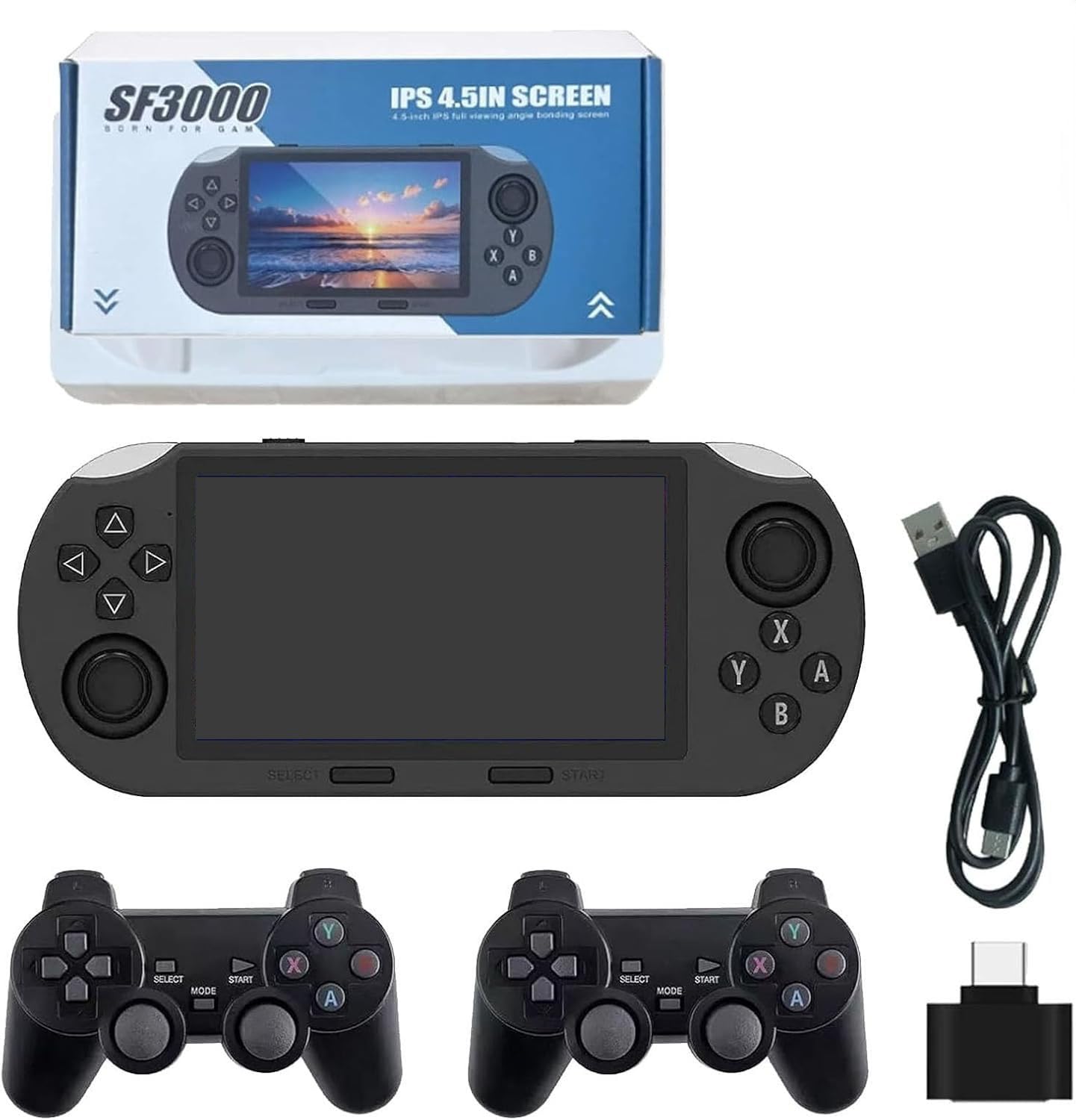 SF3000 Retro Handheld Game Console, Consola Portátil, Handheld Retro Game Consoles, Multiple Simulators Hd Games Retro Video Console, 4.5’’ IPS Screen