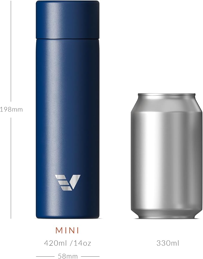 Mini Stainless Steel Water Bottle 14oz - Non-insulated | Designed for Bags | Slim, Lightweight & Stylish – Blue