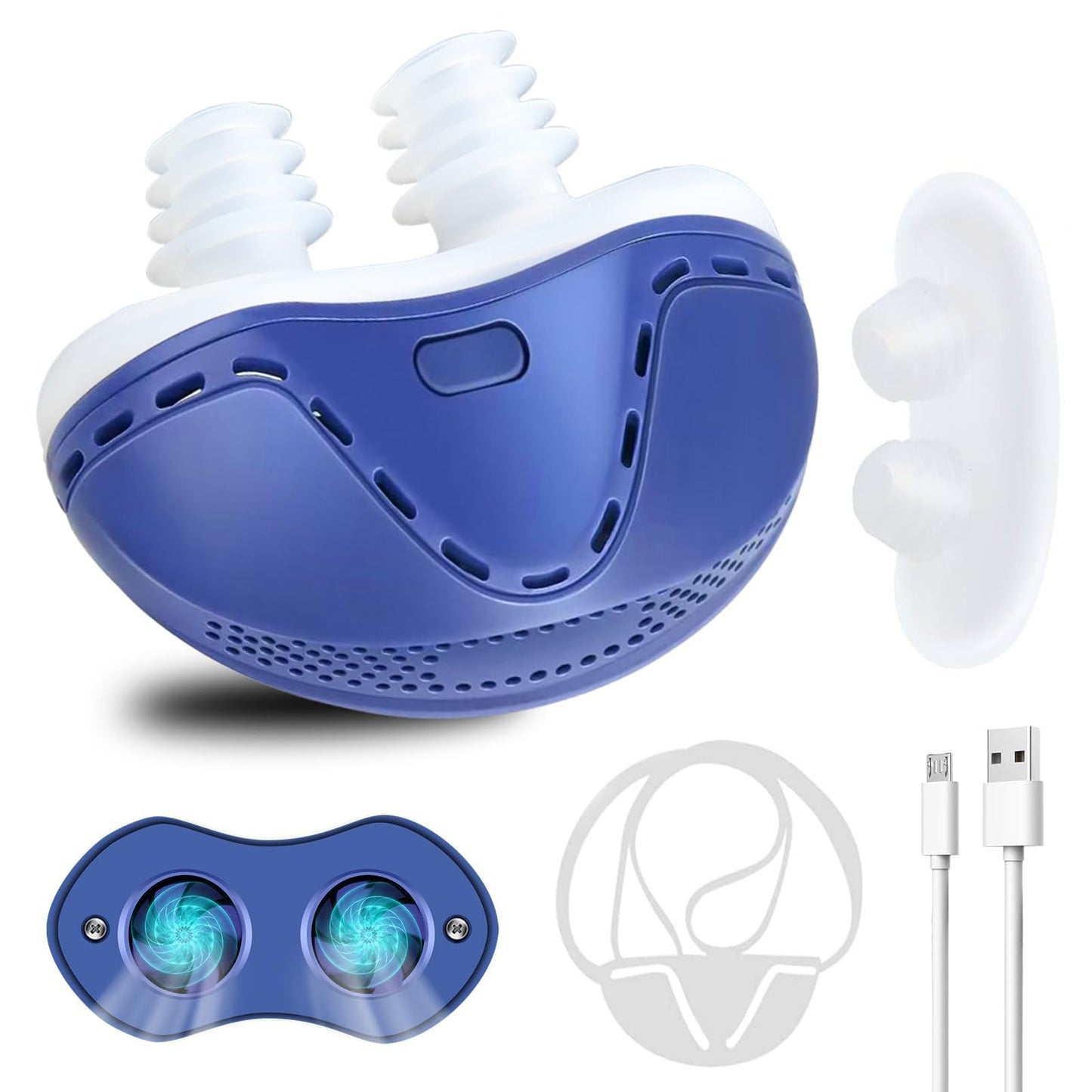 Anti Snoring Devices, Double Vortex Anti Snoring Device, Snoring Solution, Adjustable Wind Speed, Suitable for All Nose Shapes, Stop Snoring Suitable for Men and Women, Blue-GHS SA7