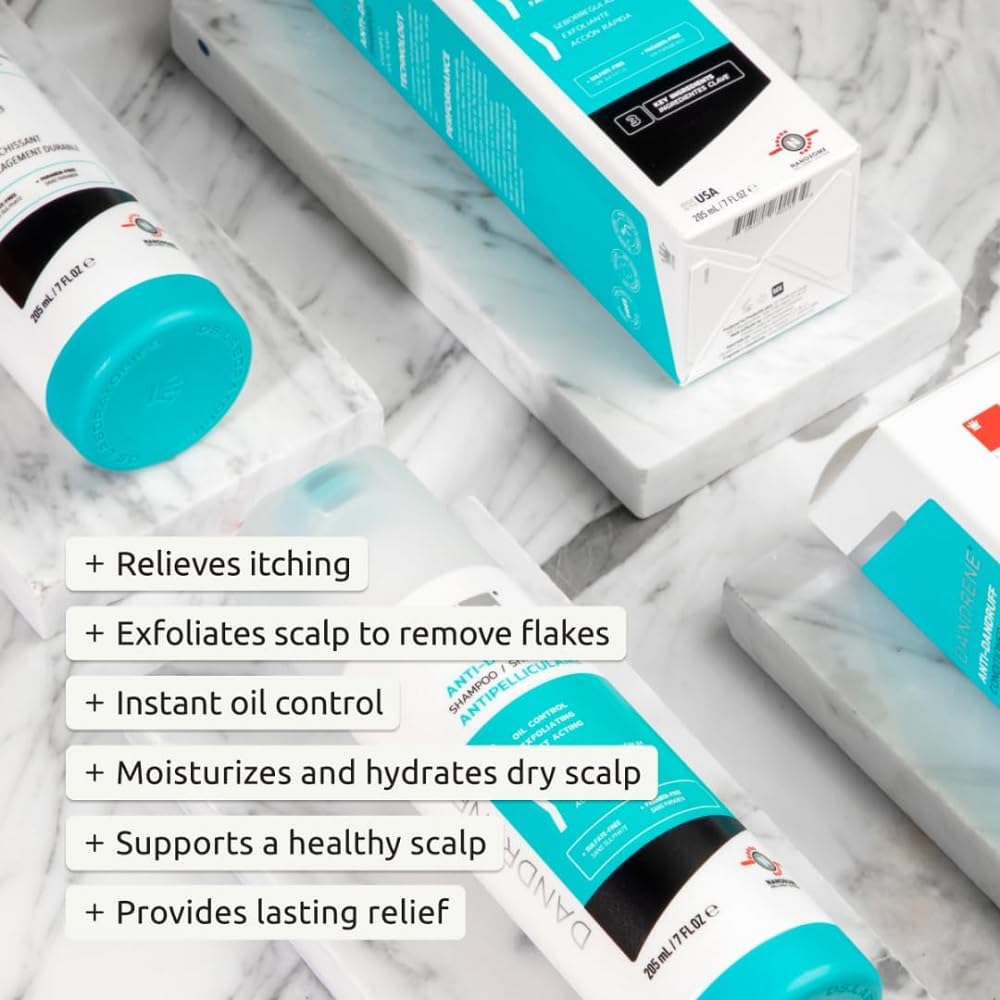 DS Labs Dandrene Dandruff Shampoo & Conditioner Kit - for Itchy, Flaky Scalp, Exfoliating Shampoo, Moisturizing Conditioner, Sup