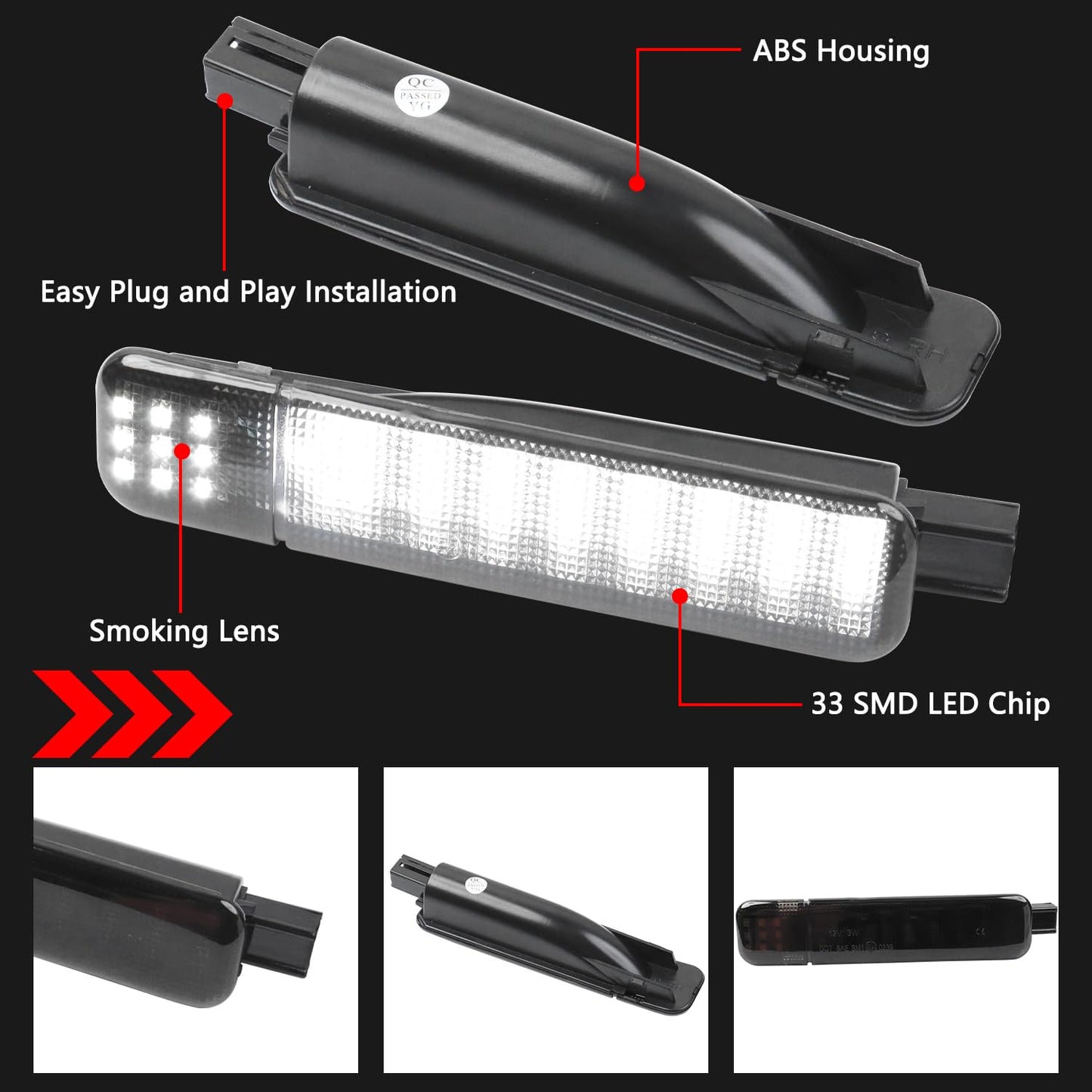 Afeisol Led Side Door Panel Lights Courtesy Light Fit For Chevy Sierra Gmc C/K  Yukon Silverado 1500 2500 3500 Avalanche  Suburban  Hum-Mer H2  Car Interior Doors Panel Lighting (White-smoky aroma Lens)