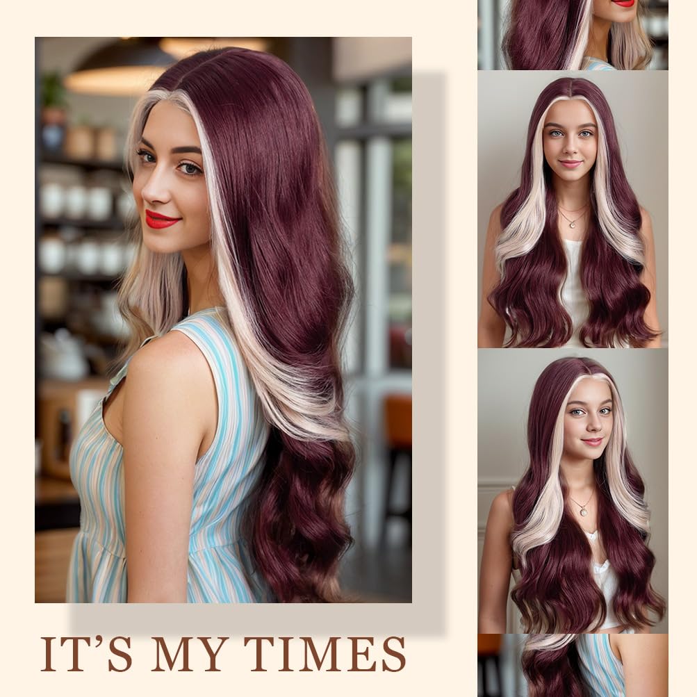 Style Icon HD Lace Front Wig 26 Inch Long Body Wave Wigs Synthetic Fiber Pre Plucked Baby Hair Central Parting(26Inches, HL350L/