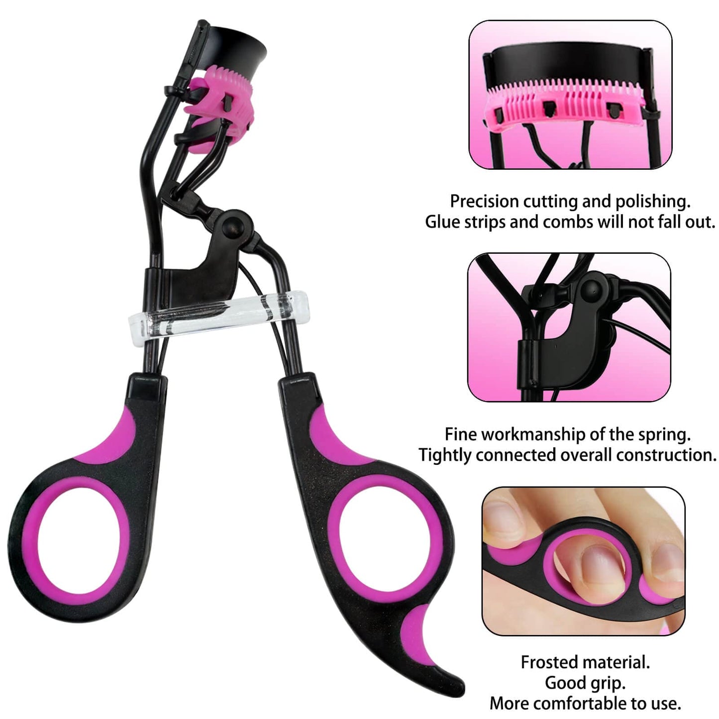 Eyelash Curlers with Comb IMMER LIEBEN Lash Curler with 5 Replacement Refills, 3 Combs, 10 Seconds Curl and Lifted Lashes Black