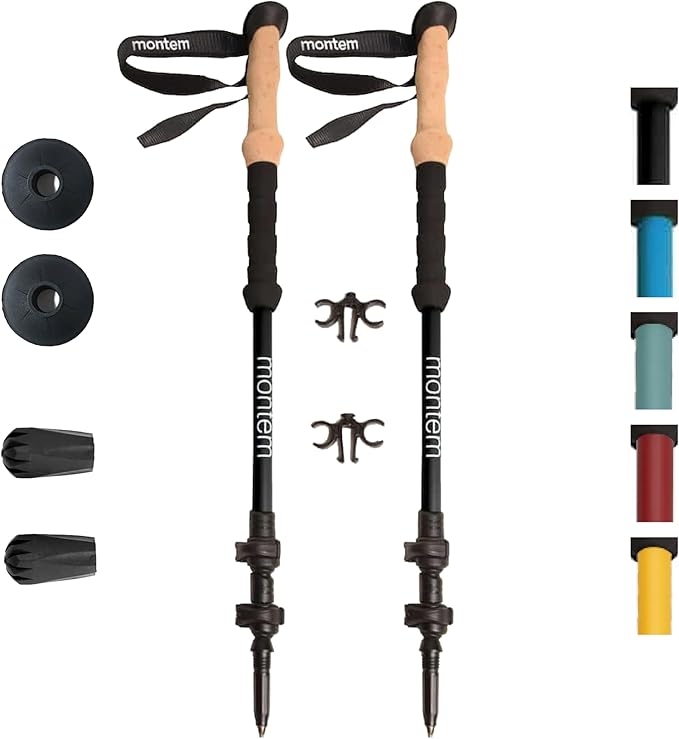 Montem Ultra Light 100% Carbon Fiber Trekking, Walking, and Hiking Poles - One Pair (2 Poles) - Ultra Light, Quick Lockin...