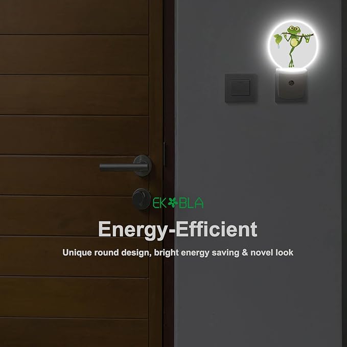 EKOBLA Frog Night Lights Plug into Wall Frog Holding Green Leaf Fun Plug-in Nightlights Home Auto Sensor LED Dusk to Dawn Light for Bedroom Bathroom Kitchen Corridor