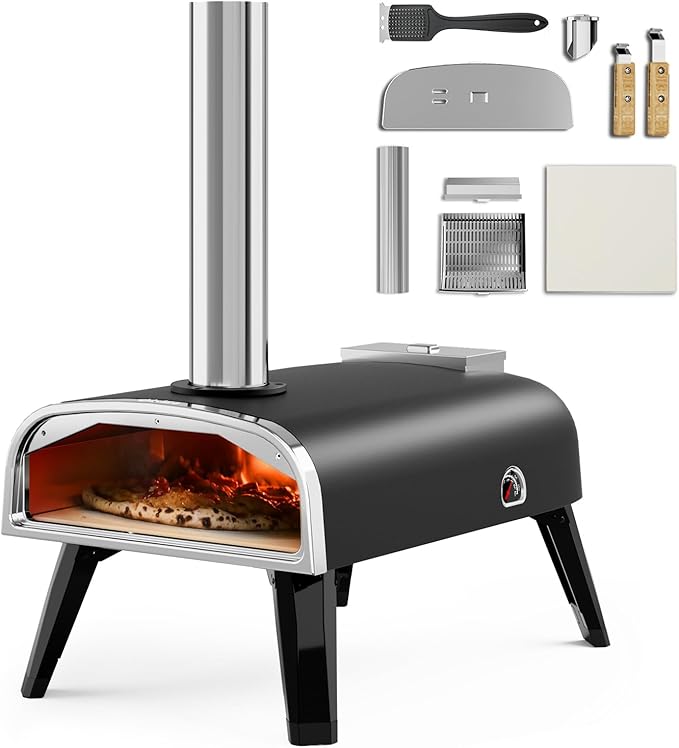 aidpiza Pizza Oven Outdoor 12" Wood Fired Pizza Ovens Pellet Pizza Stove for outside, Portable Stainless Steel Pizza Oven ...