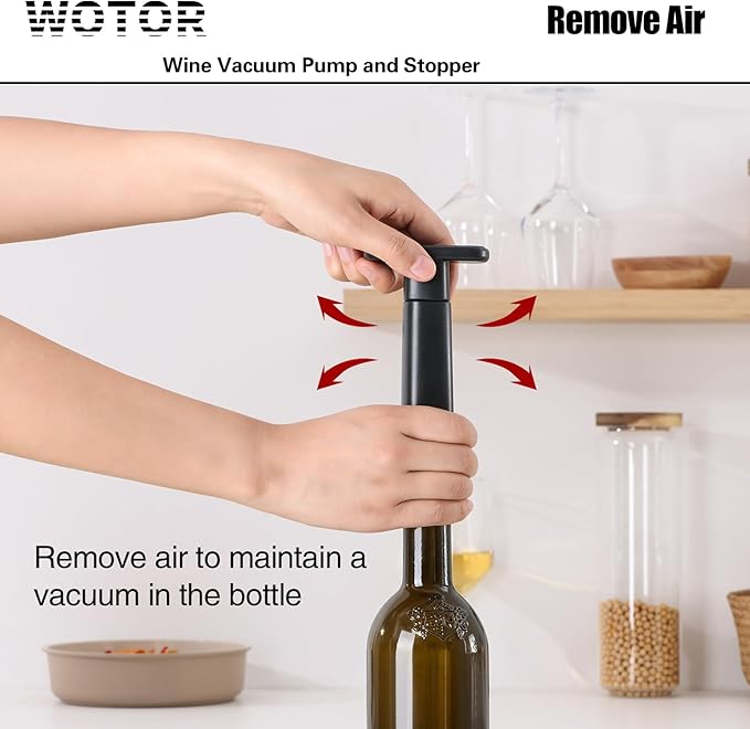 WOTOR Wine Stoppers - Vacuum Wine Saver, Preserver & Sealer (Black, 24 Pieces)