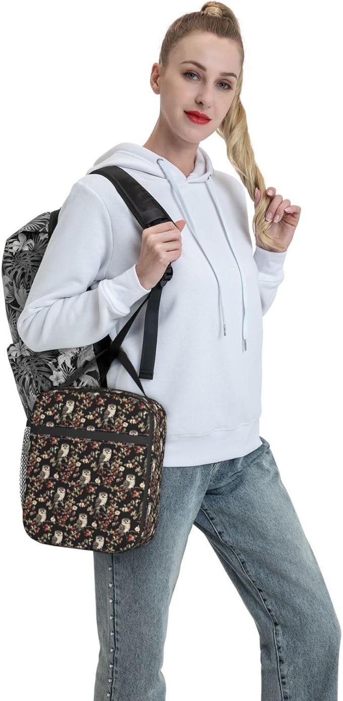 Owl Lunch Box for Women Kids Girls Insulated Lunch Bag Lunchbox Adults Lunch Tote Bags Reusable Cooler for Work Office School Picnic Travel