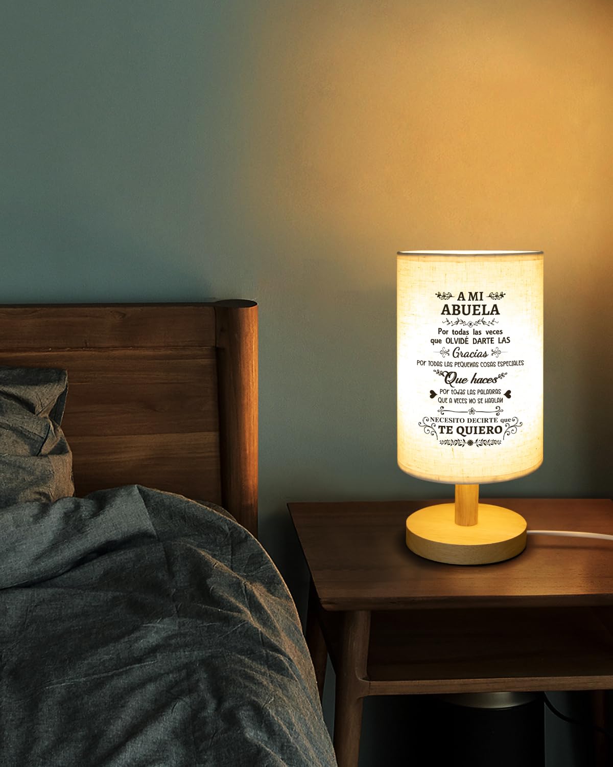 Calibron Fabric Lamp for Grandma, White, Abuelita Birthday Gift, Model KKYXYMTDX0228