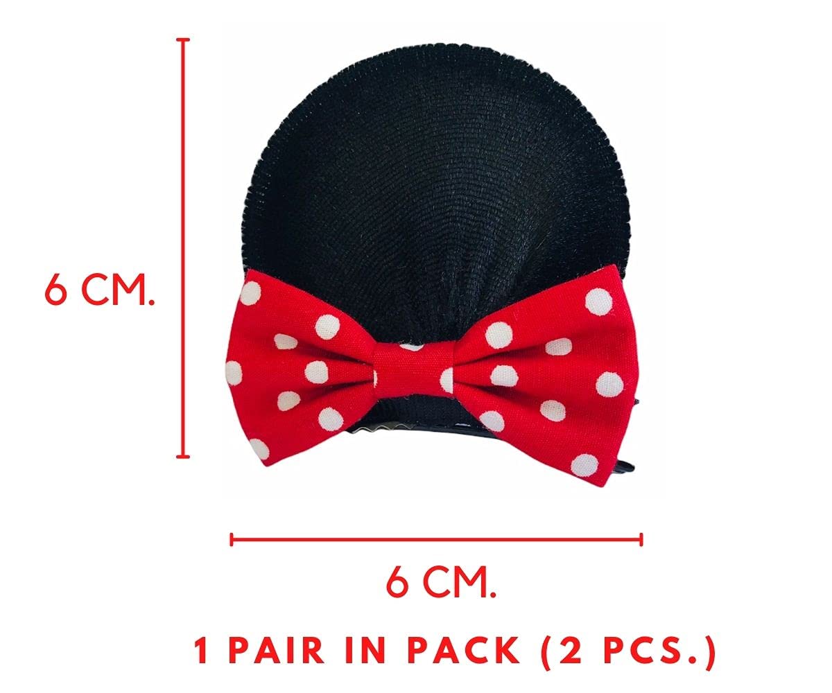 Red Polka Dot Bow Mouse ears Clips for Girls Toddlers Hair Clips Elastic Costume Accessory :M3 (MC Clip)