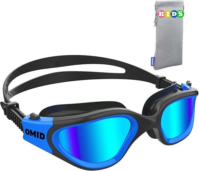 OMID Kids Swim Goggles, P2mini Polarized Swimming Goggles Comfortable for Age 6-14