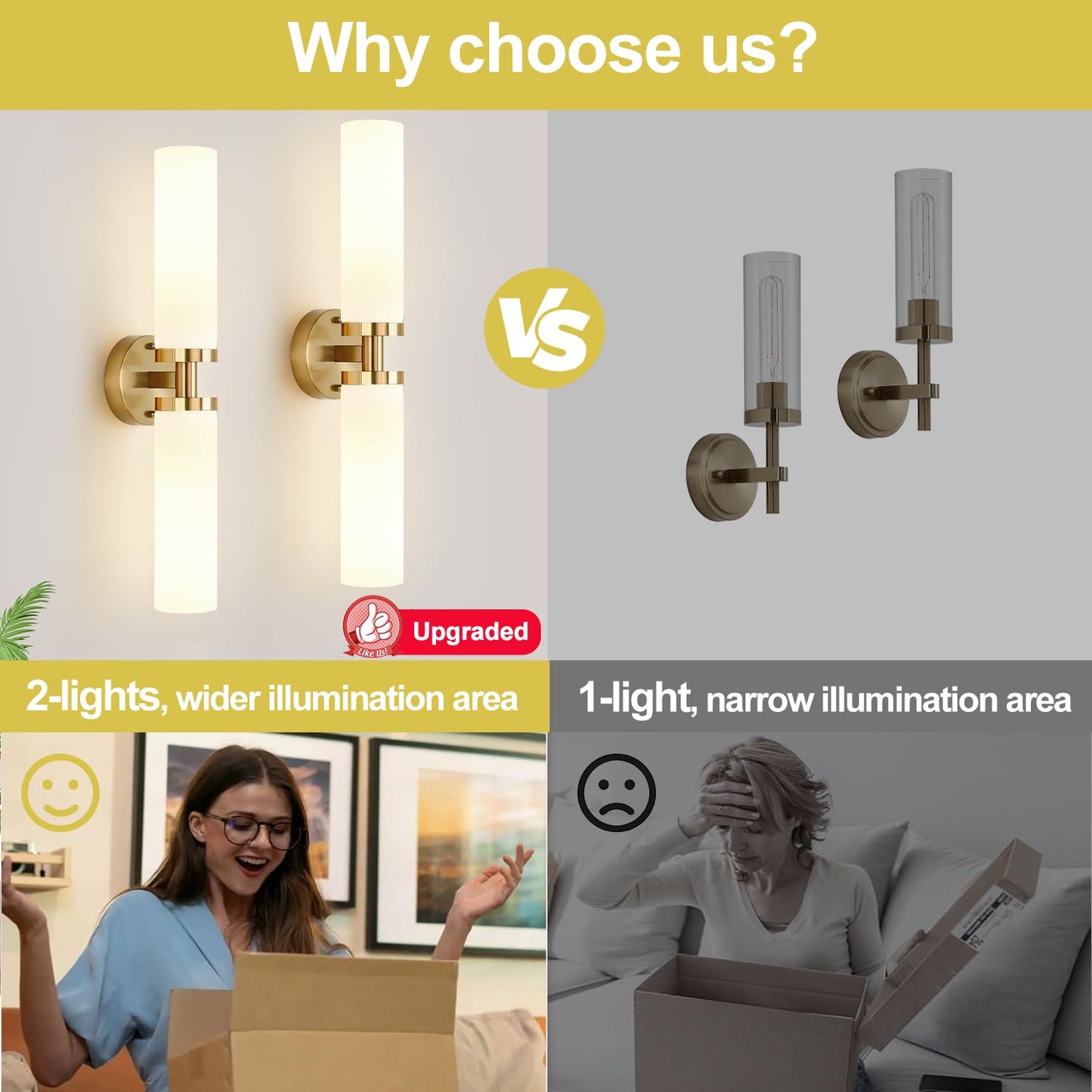 Indoi Wall Sconces Set Of Two  Brushed Gold Bathroom Sconces Wall Lighting With Milky White Glass  Modern Sconces Wall Decor Set Of 2 Bathroom Light Fixtures For Mirror Living Room Hallway Bedroom
