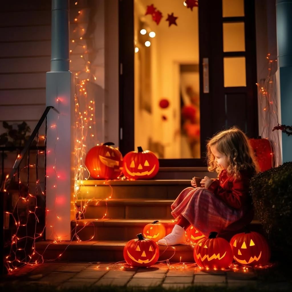 Halloween String Lights 75Ft 200 Led Fairy Twinkle Lights For Outdoor Tree Garden Patio Thanksgiving Christmas Decor