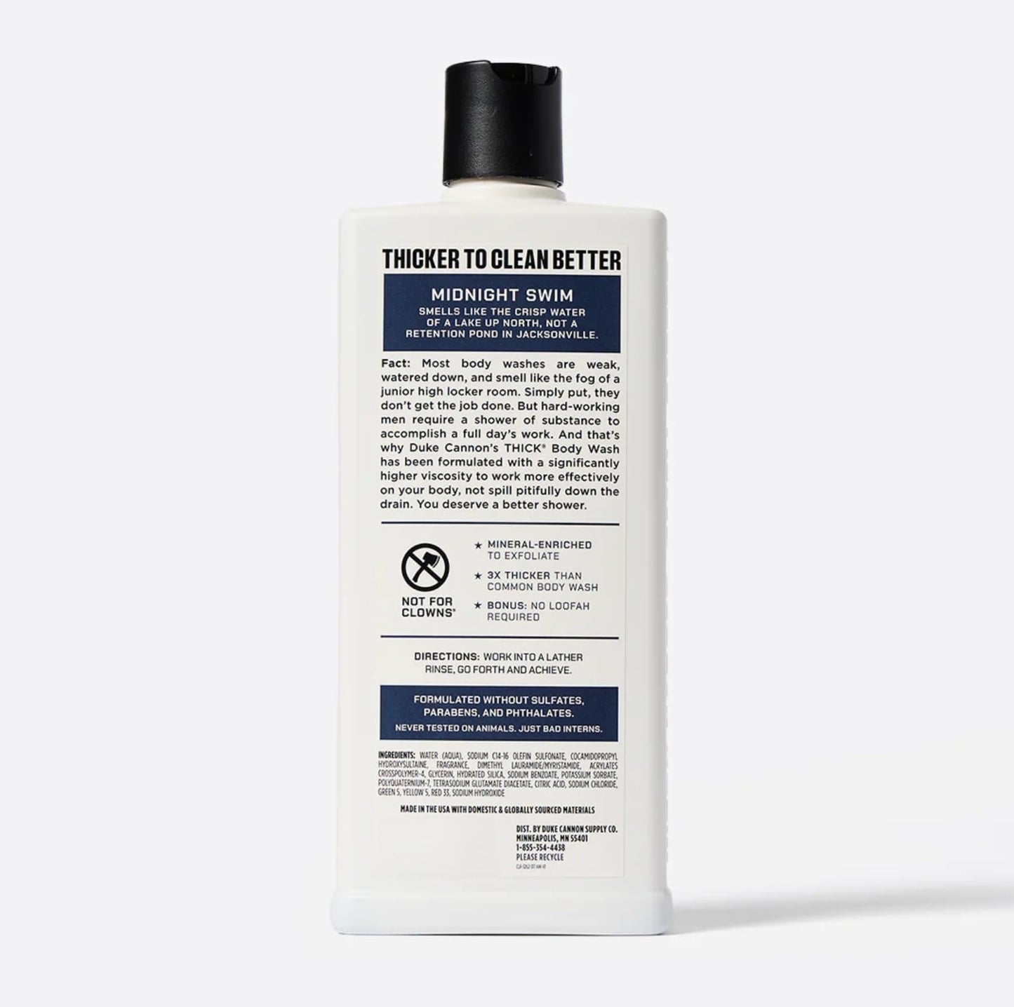 Duke THICK Cannon, High Viscosity Body Wash/MIDNIGHT SWIM (Scent: Sea Grass + Sandalwood) - NEW 18oz