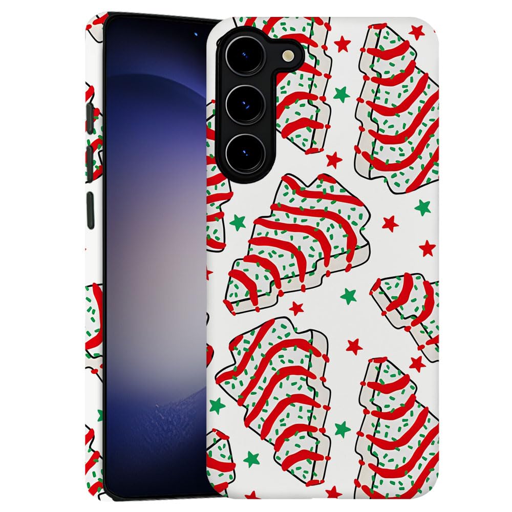 TnXee Case for Samsung Galaxy S23,Merry Christmas Tree Red Phone Case Drop Resistant Frosted 2 in 1 Solid Dual-Layer Cover for G