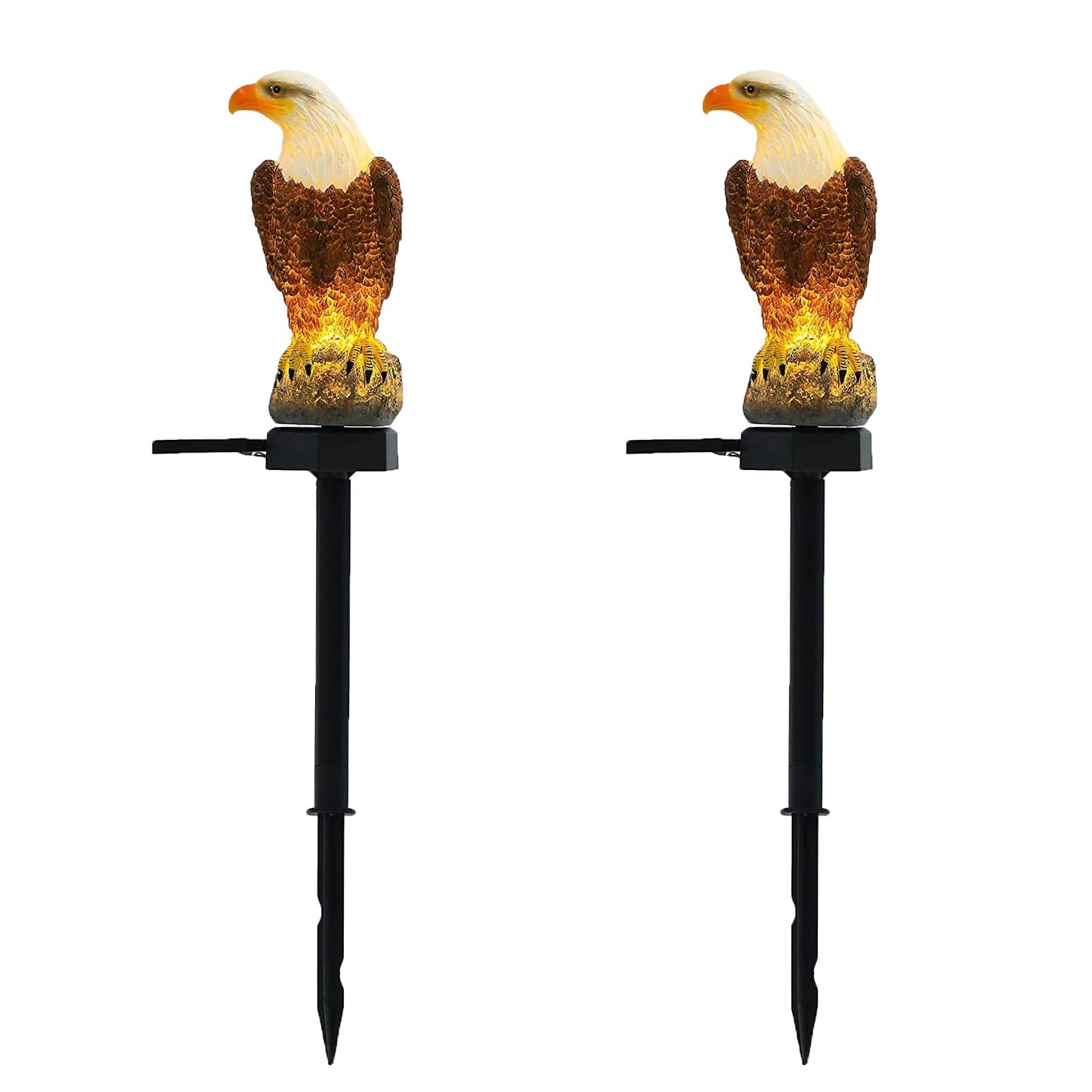 Chuangfeng Eagle Solar Stake Light - Decorative Metal Garden Figurine, 2-Pack, Eagle Design For Lawn, Patio, Yard Decor