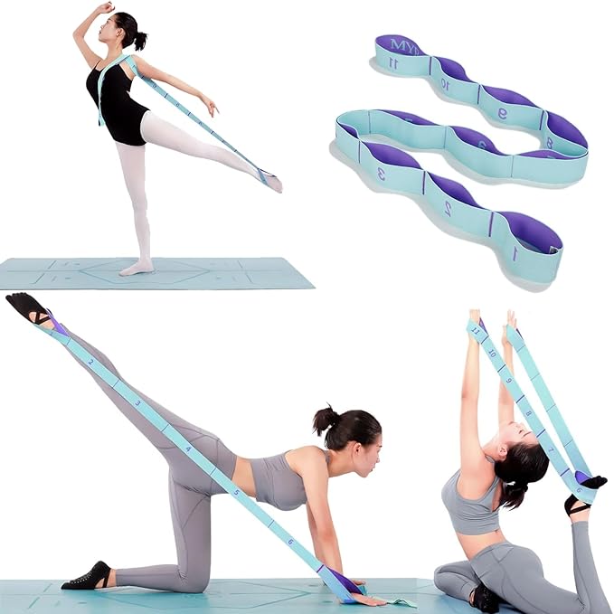 Stretching Straps Hamstring Stretcher Device Elastic Exercise Band, Fitness Leg Stretch Band for Physical Therapy Dance Yo...