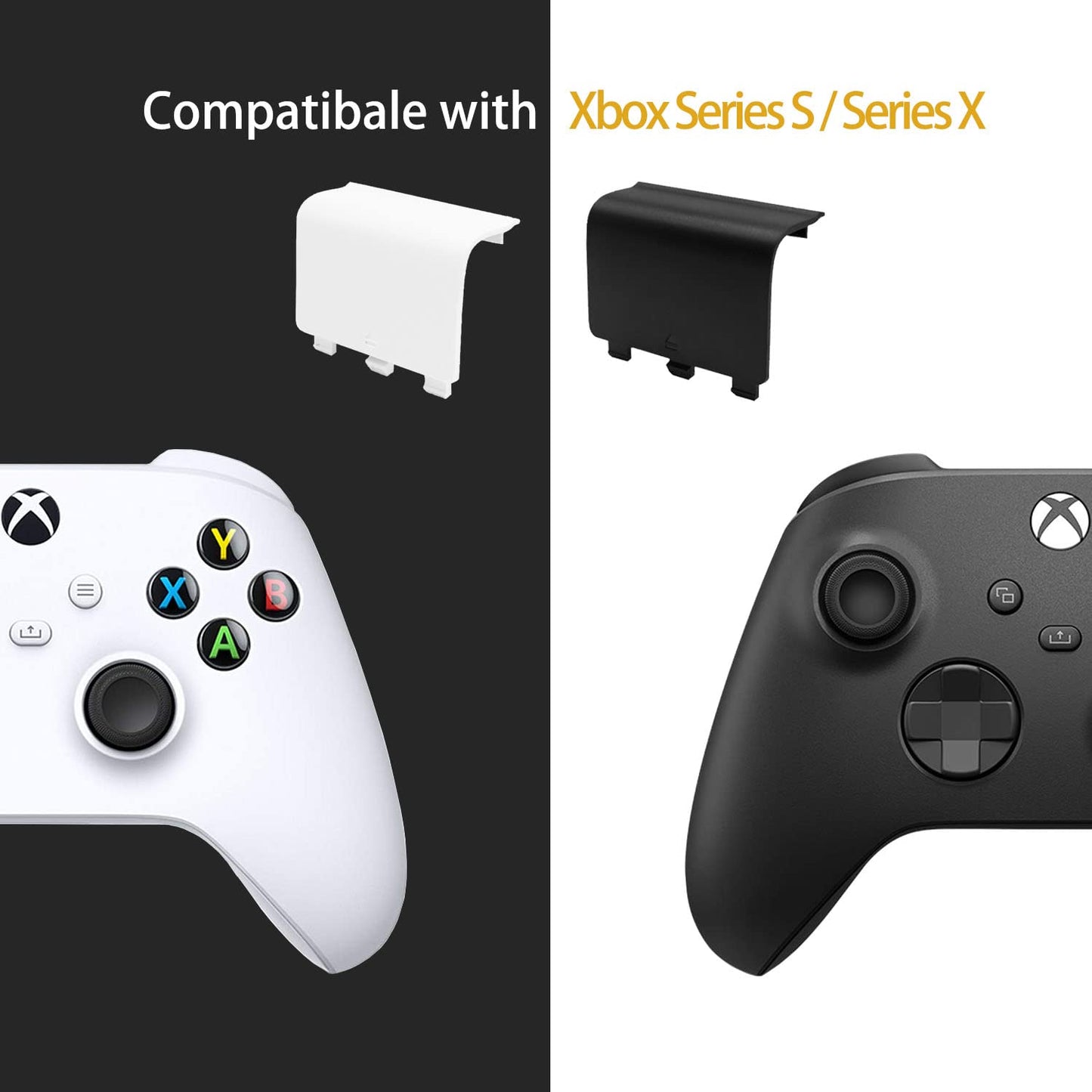 Kelifang Replacement Battery Cover Door Compatible With Xbox Series X/S Controller, Battery Back Shell Repair Part (White)