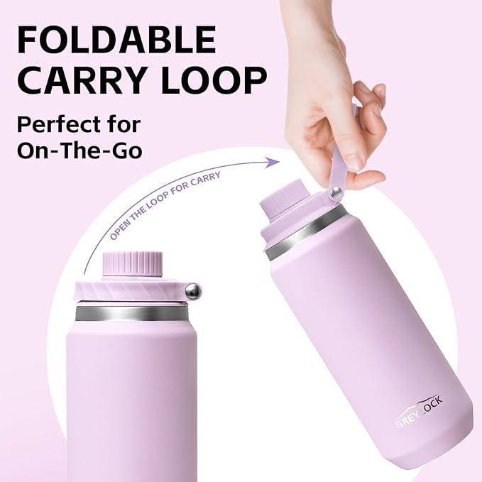 Greylock 20 oz Water Bottle Insulated, BPA-Free Reusable Water Bottles Stainless Steel, Leak Proof Kids Travel Water Bottle with Straw Lid, Double-Wall Vacuum Insulation, 24 Hours Cold (Lilac Purple)