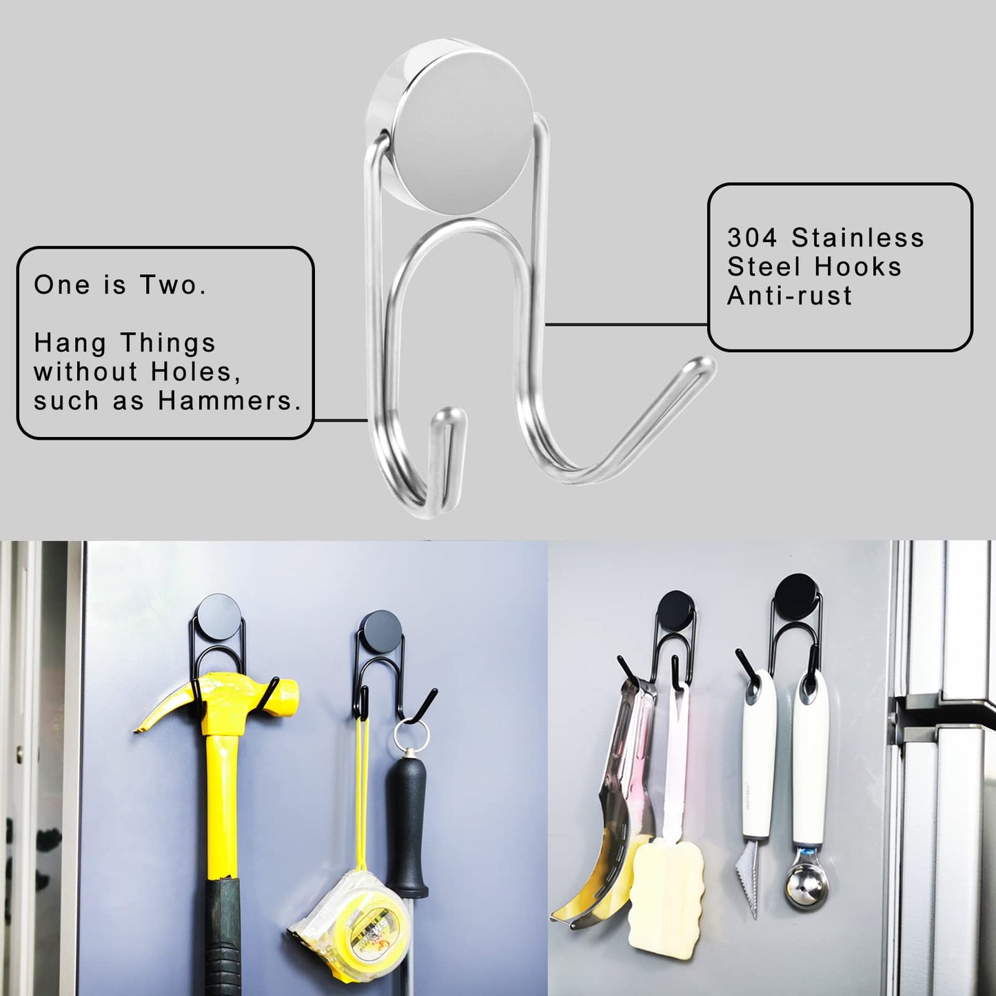 Buelkmag Magnetic Hooks 50Lbs+ 2026 Cruise Essentials Magnet Hook Heavy Duty Magnets Swivel Hanging Hooks for Refrigerator Grill Toolbox Cabins Outdoor 4 Pack（Silver）