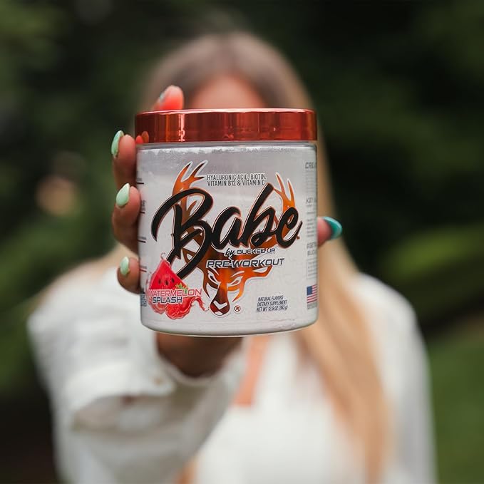 Babe Pre Workout powder for Women | Watermelon Splash | 6g Citrulline, 2g Beta-Alanine, 100mg Hyaluronic Acid, 5mg Biotin and 5 other registered trademarked ingredients | 30 servings | 12.8 OZ
