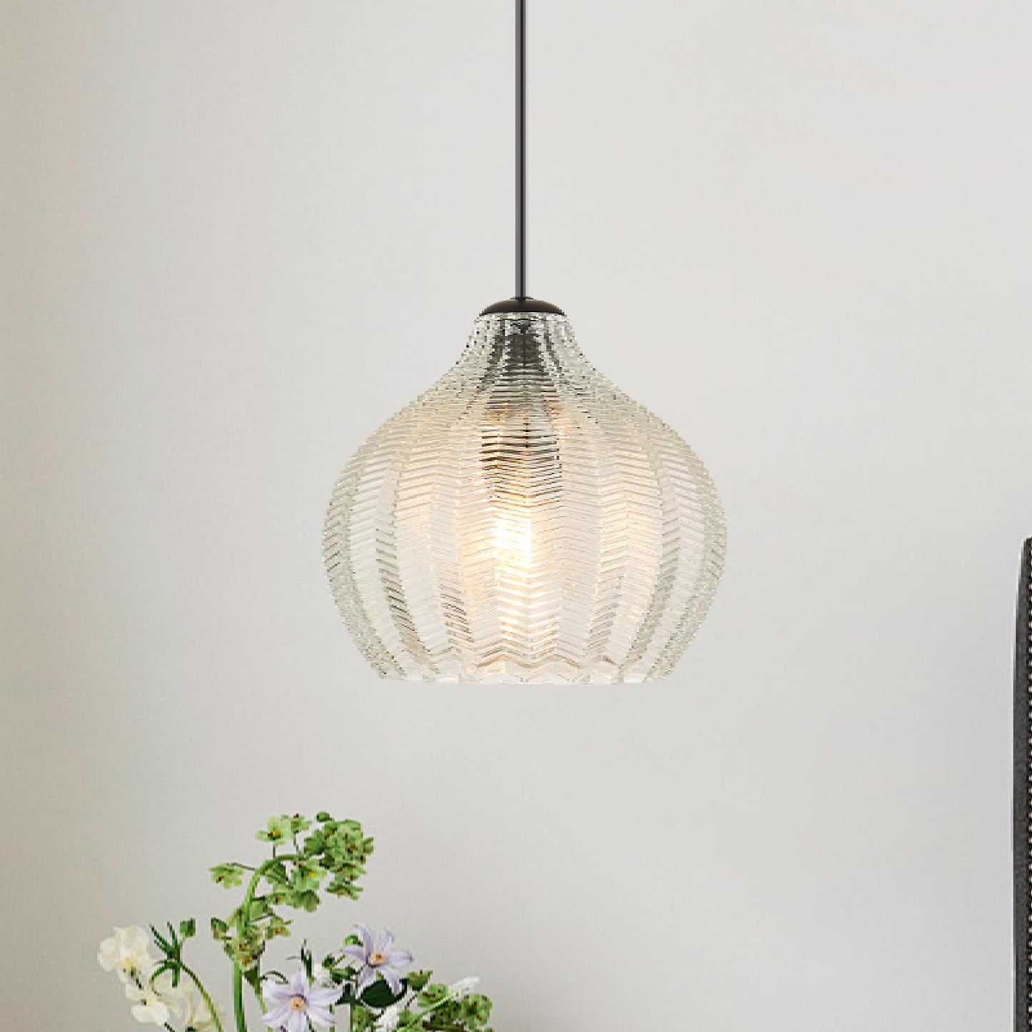 Viluxy Glass Pendant Lights For Kitchen Island Modern Globe Pendant Light Fixture 1 Light Clear Glass Farmhouse Hanging Light Adjustable For Dining Room Entryway Hallway