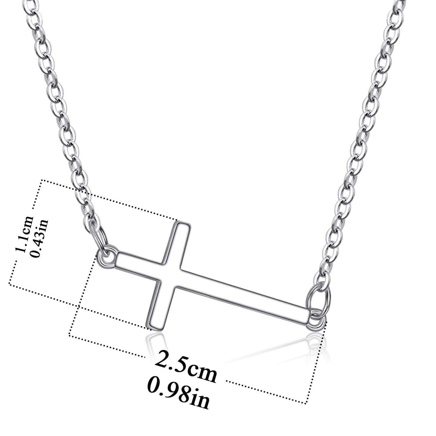 XOYOYZU Tiny Cross Pendant Necklace for Women Simple Cross Necklaces Mothers Day Birthday Gifts for Women (Transverse cross)