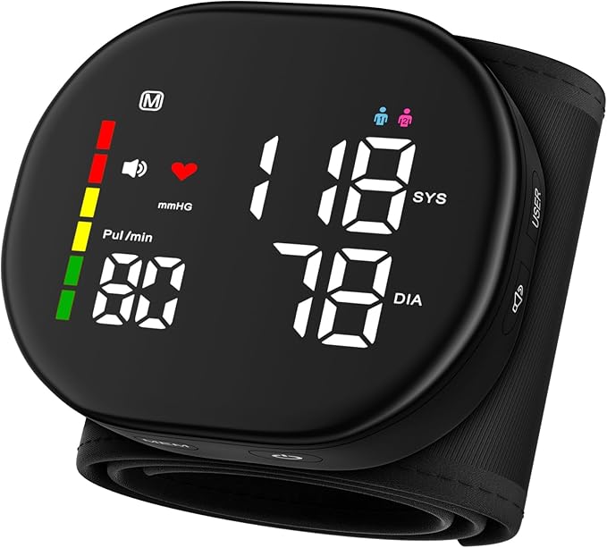 Double love Wrist Blood Pressure Monitor for Home Use - Upgraded Large LED Screen, Dual User 240 Memories with Carrying Ca...