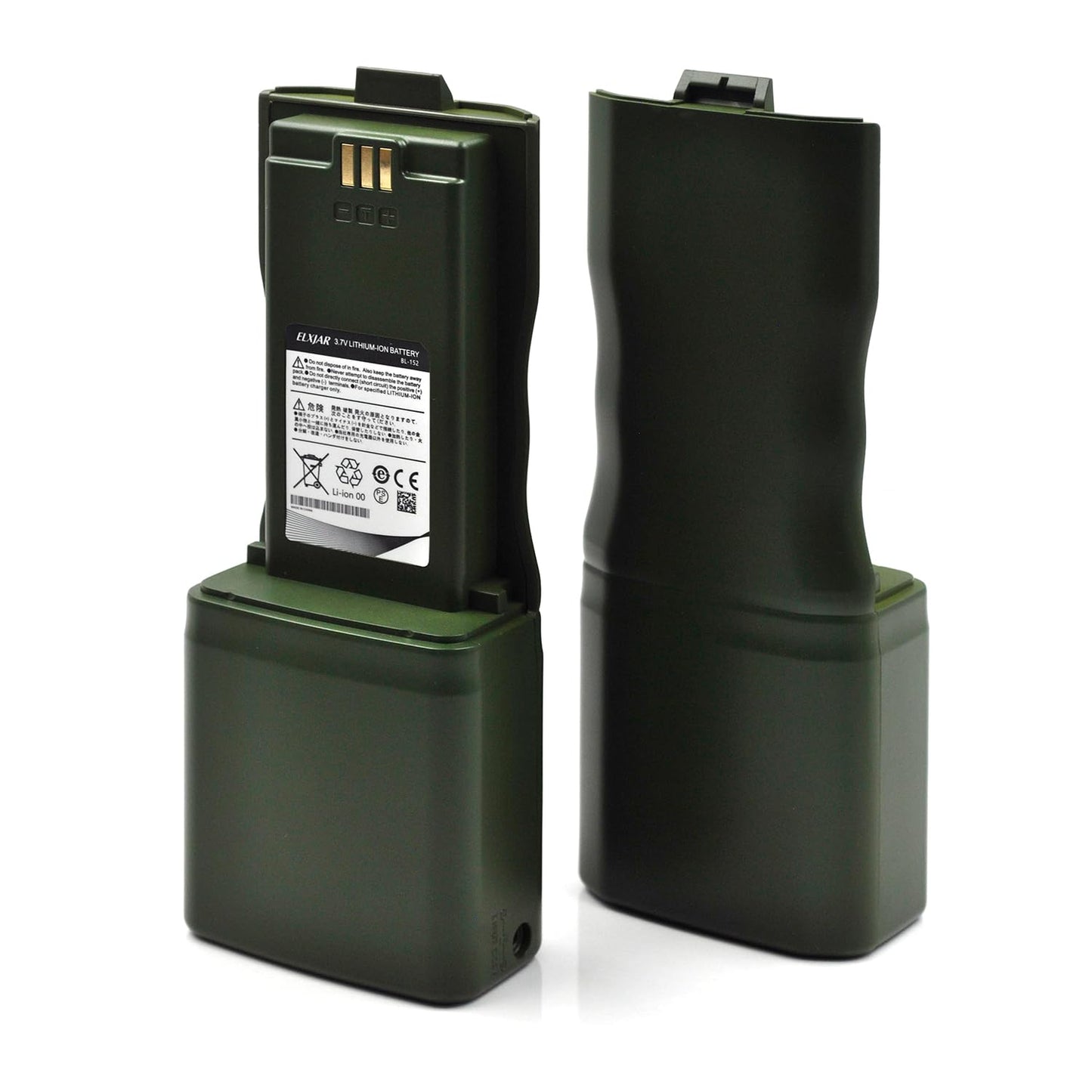 Rowshep (2-Pack) 3.7V 12000Mah Bl-152 Li-Ion Battery Replacement For Baofeng Ar-152 Walkie Talkie With Usb Charger Cable Green