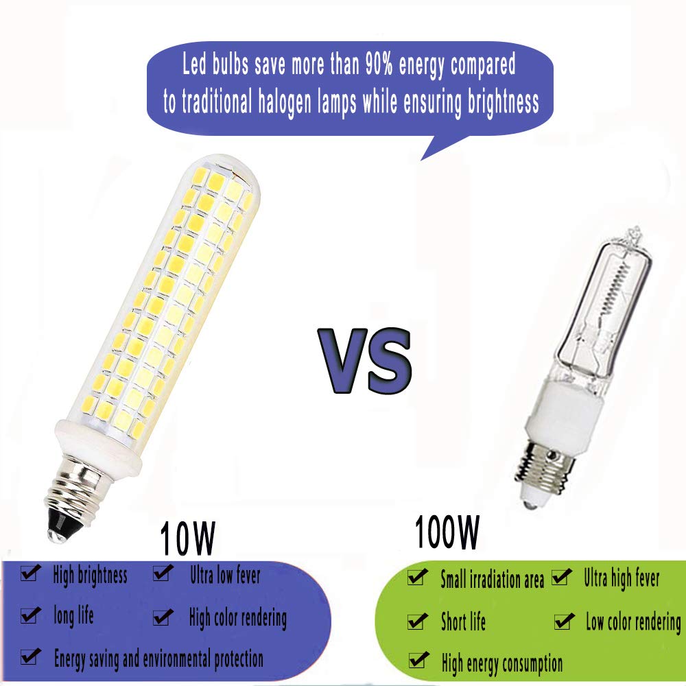 QHD E11 LED Bulb - 100W Equivalent, 10W 1100lm, Mini Candelabra Base, White 6000K, Pack of 2