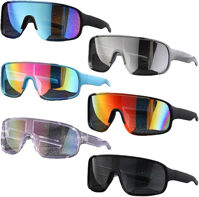 Paleshy 6 Pack Sports Sunglasses for Men and Women, UV400 Protection, Lightweight Wraparound Non-Slip for Sunglasses for R...