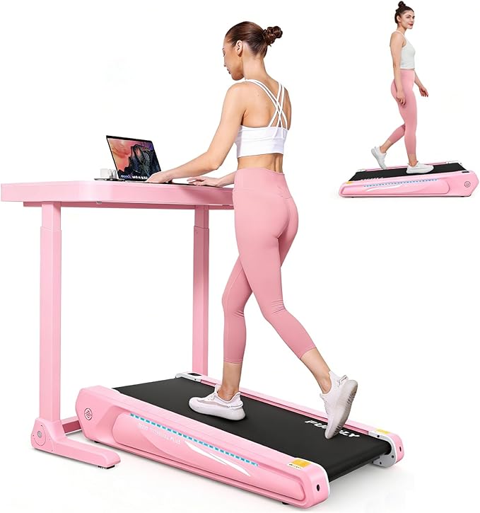 FUNMILY Smallest Walking Pad with 5% Incline, 2 in 1 Under Desk Treadmill for Home Office, 2.5 HP Mini Compact Walking Tre...