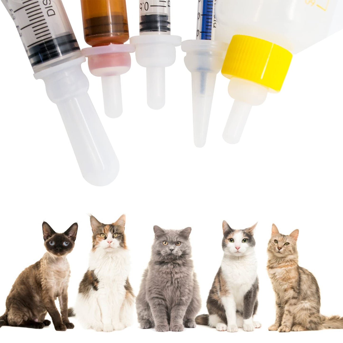 Puppy Kitten Bottle for Nursing, Newborn Baby Dog Cat Rabbit Feeding Bottles with Nipples Feeder Kit