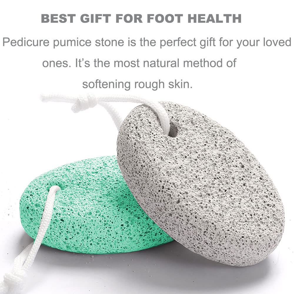 Natural Foot Pumice Stone for Feet, Borogo 2-Pack Lava Pedicure Tools Hard Skin Callus Remover for Feet and Hands -White&Green