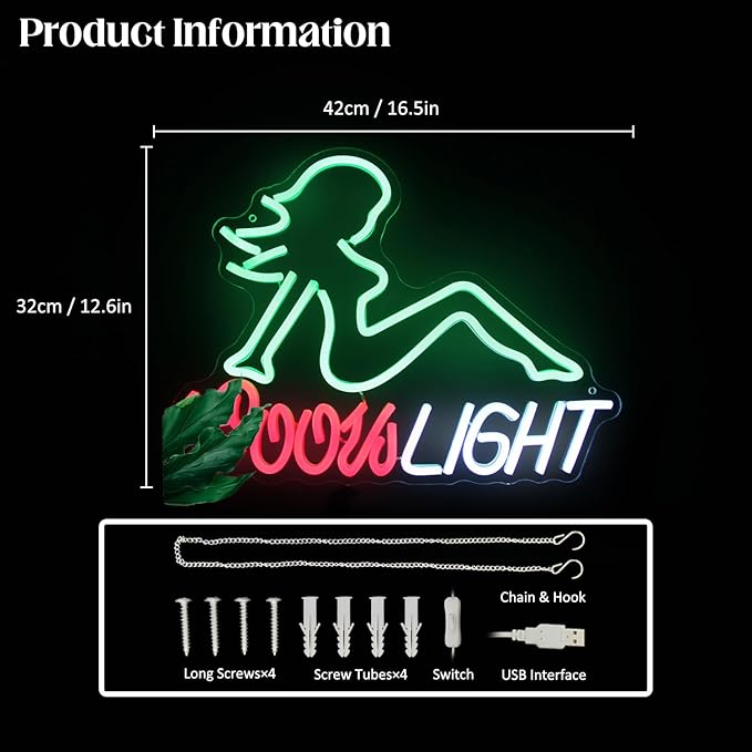 Crs Light Neon Sign Beer LED Signs for Man Cave Bar Decor Green Lady LED Neon Lights Signs Bar Neon Sign Wall Art Neon Light for Bedroom Beer Pub Man Cave Restaurant Party Decor
