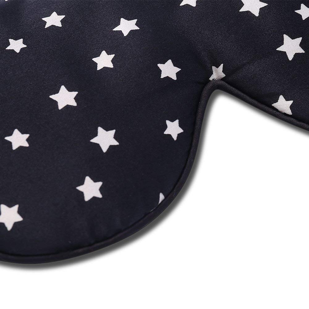 ALASKA BEAR Natural Silk Sleep Mask, Super Smooth Eye Mask (Black Stars)
